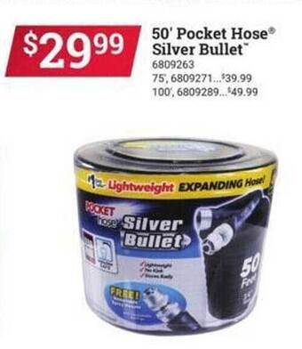 Ace Hardware 50' Pocket Hose Silver Bullet offer