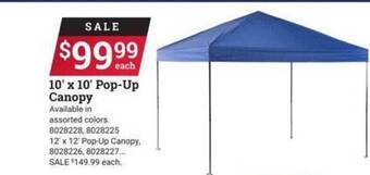 Ace Hardware 10' X 10' Pop-up Canopy offer