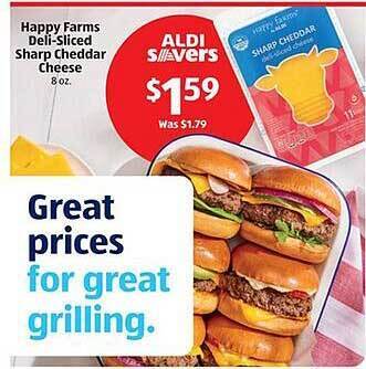Aldi Happy Farms Deli-sliced Sharp Cheddar Cheese offer