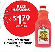 Aldi Nature's Nectar Flavored Lemonade offer
