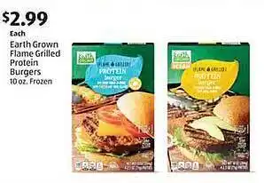Aldi Earth Grown Flame Grilled Protein Burgers offer