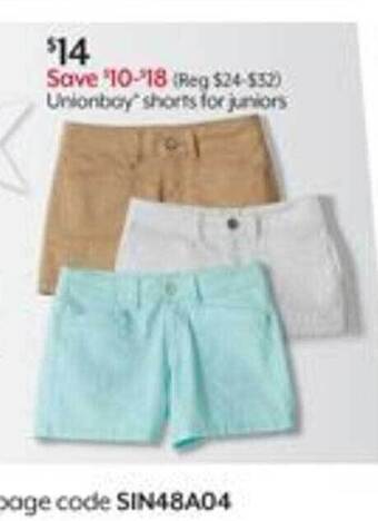 Bealls Unionbay Shorts For Juniors offer