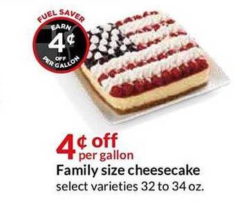 Hy-Vee Family Size Cheesecake offer
