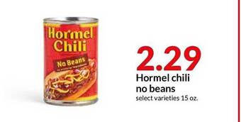 Hy-Vee Hormel Chili No Beans offer