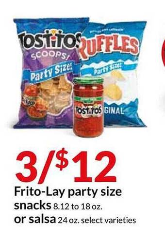 Hy-Vee Frito-lay Party Size Snacks Or Salsa offer