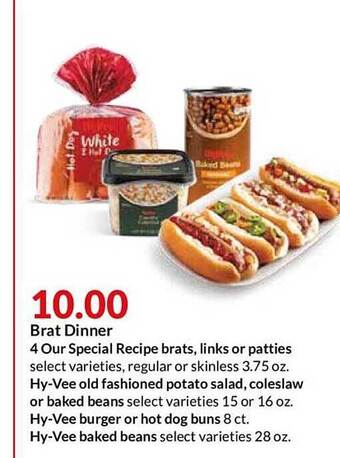 Hy-Vee Brat Dinner offer