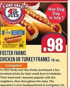 Lucky Supermarkets Foster Farms Chicken Or Turkey Franks offer