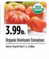 Nob Hill Organic Heirloom Tomatoes offer