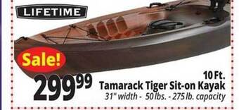 Ocean State Job Lot Lifetime 10 Ft. Tamarack Tiger Sit-on Kayak offer