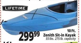 Ocean State Job Lot Lifetime 10 Ft. Zenith Sit-in Kayak offer