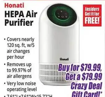 Ocean State Job Lot Honati Hepa Air Purifier offer