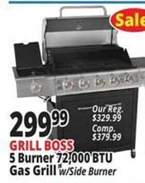 Ocean State Job Lot Grill Boss 5 Burner 72,000 Btu Gas Grill offer
