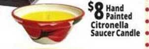 Ocean State Job Lot Hand Painted Citronella Saucer Candle offer