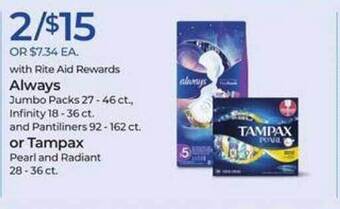 Rite Aid Always Or Tampax offer
