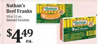 Rosauers Nathan's Beef Franks offer