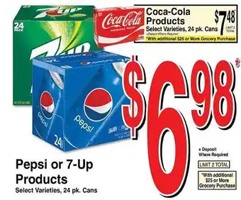 Superior Grocers Pepsi Or 7-up Products, Coca-cola Products offer
