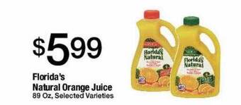 Jons International Florida's Natural Orange Juice offer