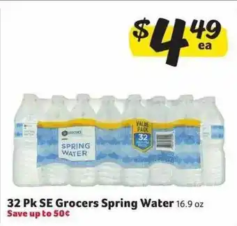 Winn Dixie 32 Pk Se Grocers Spring Water offer
