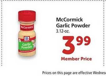 Safeway McCormick Garlic Powder offer