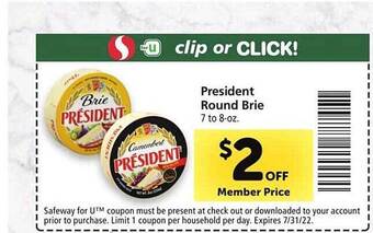 Safeway President Round Brie offer