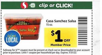 Safeway Casa Sanchez Salsa offer