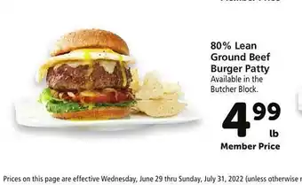 Safeway 80% Lean Ground Beef Burger Patty offer