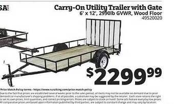 Rural King Carry-on Utility Trailer With Gate offer