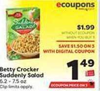 Weis Markets Betty Crocker Suddenly Salad offer