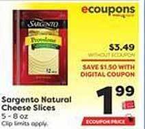 Weis Markets Sargento Natural Cheese Slices offer