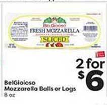 Weis Markets BelGioioso Mozzarella Balls Or Logs offer