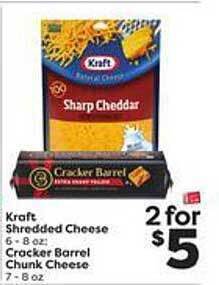 Weis Markets Kraft Shredded Cheese, Cracker Barrel Chunk Cheese offer