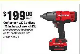 Napa Craftsman V20 Cordless 1-2-in. Impact Wrench Kit offer