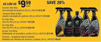 Napa Ceramic Wet Wax, Ceramic Wash & Wax, Pro Flex Wax, Pro Flex Wax, Acrylic Tire Shine, Ceramic + Graphene Interior Detailer offer