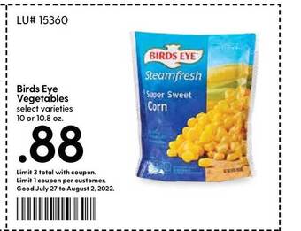 Hy-Vee Birds Eye Vegetables offer