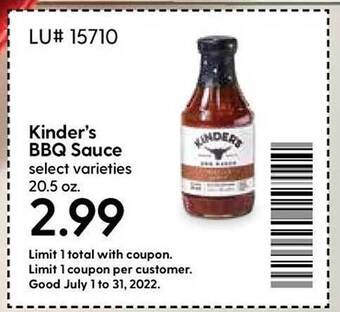 Hy-Vee Kinder's Bbq Sauce offer