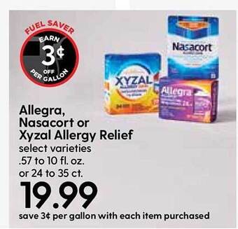 Hy-Vee Allegra, Nasacort Or Xyzal Allergy Relief offer