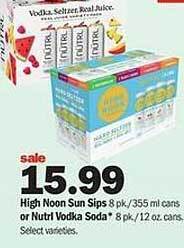Meijer High Noon Sun Sips Or Nutri Vodka Soda offer