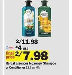 Meijer Herbal Essences Bio:renew Shampoo Or Conditioner offer