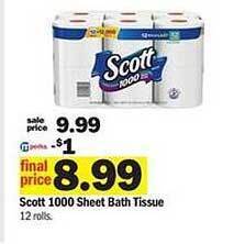 Meijer Scott 1000 Sheet Bath Tissue offer