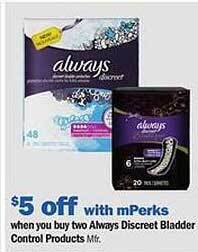 Meijer Always Discreet Bladder Control Products offer