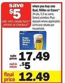 Meijer Bud, Miller Or Coors offer