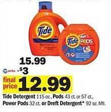 Meijer Tide Detergent Pods, Power Pods Or Dreft Detergent offer