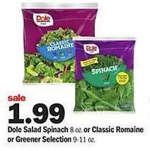 Meijer Dole Salad Spinach Or Classic Romaine Or Greener Selection offer