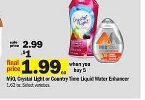 Meijer MiO, Crystal Light Or Country Time Liquid Water Enhancer offer