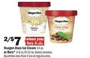 Meijer Haagen-dazs Ice Cream Or Bars offer
