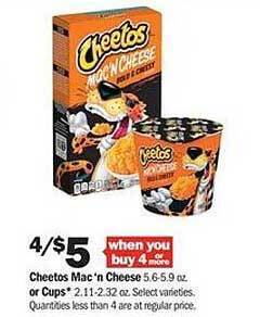 Meijer Cheetos Mac'n Cheese Or Cups offer