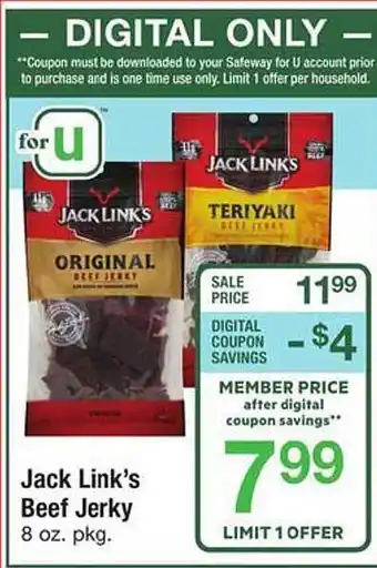 Safeway Jack Link's Beef Jerky offer
