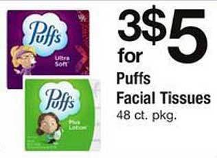 Safeway Puffs Facial Tissues offer