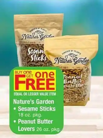 Safeway Nature's Garden : Sesame Sticks, Peanut Butter Lovers offer