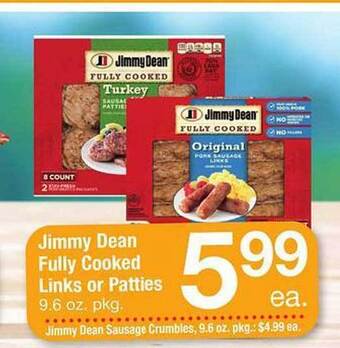 Safeway Jimmy Dean Fully Cooked Links Or Patties offer